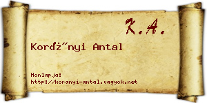Korányi Antal névjegykártya